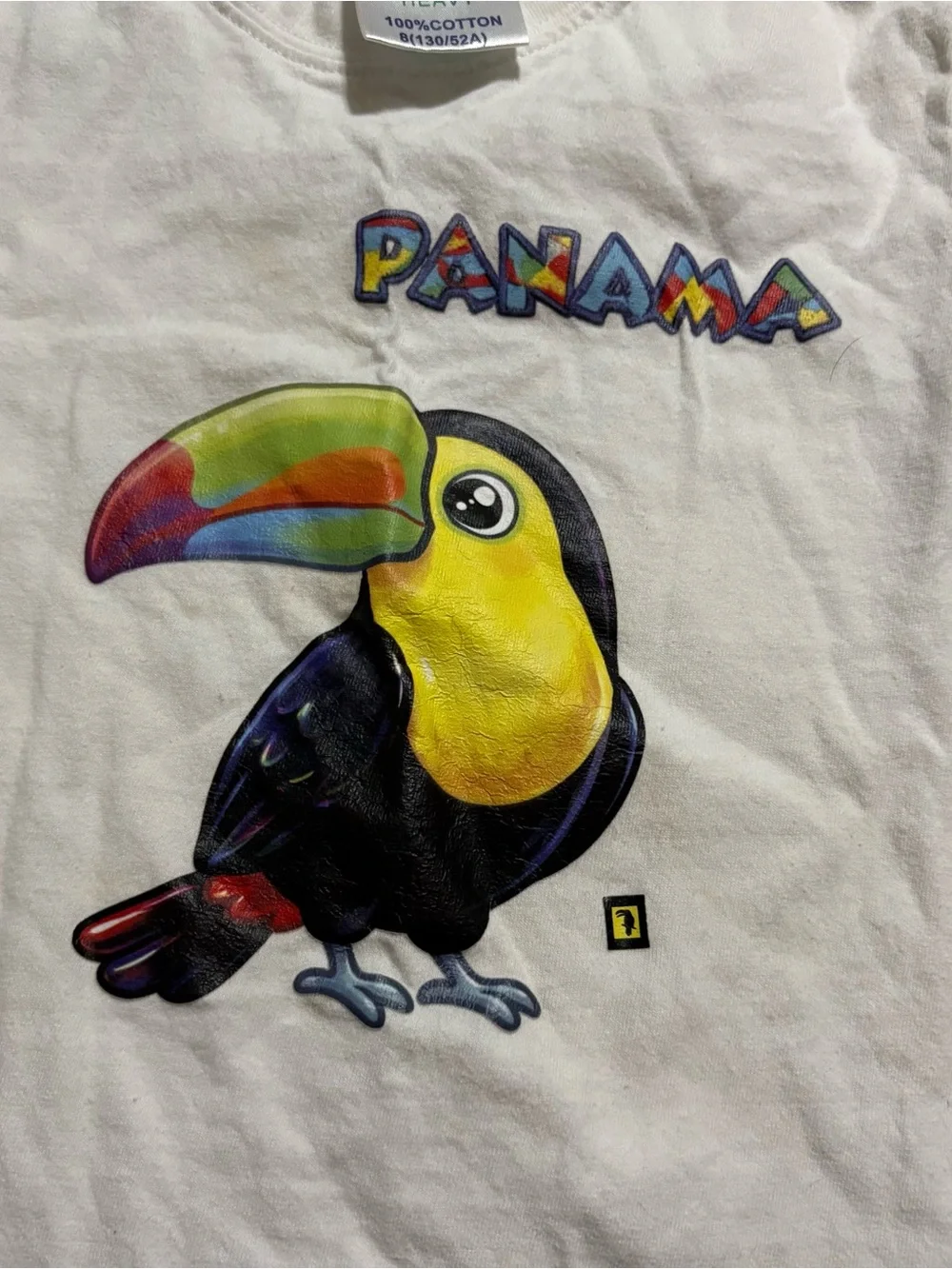 Vintage 90s Panama Toucan Bird Shirt Kids Youth 8 Travel Vacation Beach Cotton